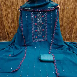 LeeliPeeri Designer Geometric Embroidered Unstitched Dress Material-36