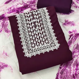 MANVAA Ethnic Motifs Embroidered Silk Georgette Unstitched Dress Material-image-26