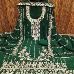 Peachmode Embroidered Silk Georgette Unstitched Dress Material-image-78