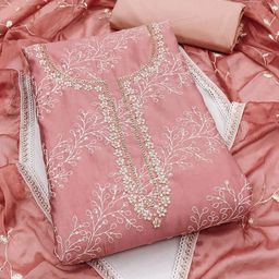 KALINI Floral Embroidered Sequinned Unstitched Dress Material-image-32