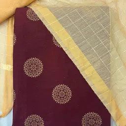 Kvsfab Maroon & Beige Unstitched Dress Material-image-4