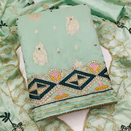 KALINI Floral Embroidered Mirror Work Unstitched Dress Material-picture-26