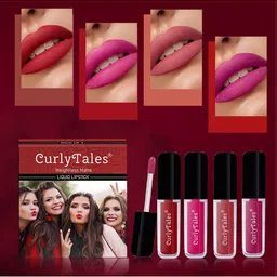 CurlyTales Set Of 4 Weightless Matte Long Lasting Liquid Lipsticks 3 ml Each-5