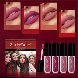 CurlyTales Set Of 4 Weightless Matte Long Lasting Liquid Lipsticks 3 ml Each-51
