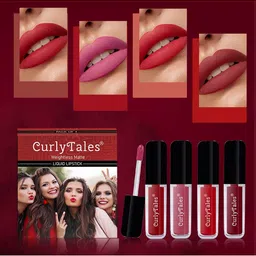 CurlyTales Set Of 4 Weightless Matte Long Lasting Liquid Lipsticks 3 ml Each-11