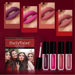 CurlyTales Set Of 4 Weightless Matte Long Lasting Liquid Lipsticks 3 ml Each-42