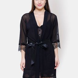 NOIRA Shoulder Straps Net Baby Doll With Robe-picture-3
