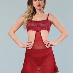 Be You Maroon Net Baby Doll-image-73