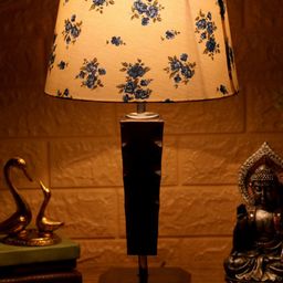 foziq Brown & White Pinted Wood Table Lamp-image-20