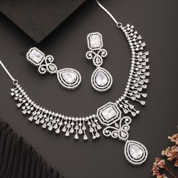 Jazz and Sizzle Rhodium-Plated AD-Studded Jewellery Set-image-61