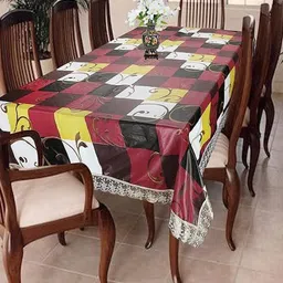 Homerz White Geometric Printed 6-Seater Table Cover-50