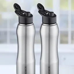BOROSIL Grip N Sip Silver Toned 2 Pcs Stainless Steel Single Wall Water Bottle-750 ML Each-picture-18