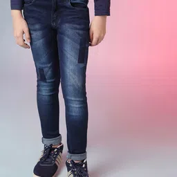 Instafab Boys Blue Classic Slim Fit Low Distress Light Fade Stretchable Jeans-picture-13