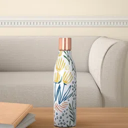 Living scapes by Pantaloons White & Blue Printed Copper Water Bottle 750 ml-31