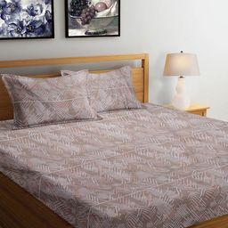 Arrabi Brown Striped 300 TC King Bedsheet with 2 Pillow Covers 130 GSM-10