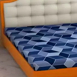 Supreme Home Collective Blue & Grey Geometric 144 TC Queen Bedsheet-image-62