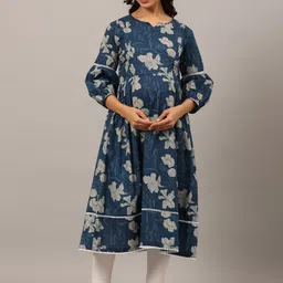 Ikk Kudi by Seerat Floral Printed Maternity Anarkali Cotton Kurta-image-41