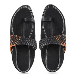 Aristitch Men Black Ethnic Comfort Sandals-image-14