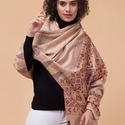 Tweedle Geometric Woven Design Acrylic Wool Shawl-picture-34