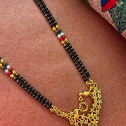 Digital Dress Room Woman Multi Coloured O-Alphabet Mangalsutra-image-80