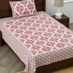 EasyGoods MonarchSingle Maroon Ethnic Motifs Cotton 210 TC Single Bedsheet & Pillow Cover-picture-10