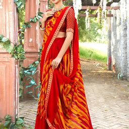 anouk rustic Anouk Red Geometric Printed Saree image 5