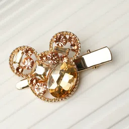 PRITA BY PRIYAASI Women Gold-Toned & Orange Gold Plated Teddy Bear Alligator Hair Clip-41