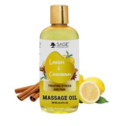 SAGE APOTHECARY Lemon Cinnamon Massage Oil - Treats Stress & Pain - 300ml-12