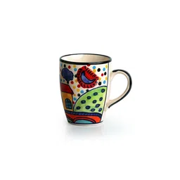 ExclusiveLane The Hut Jumbo Cuppas Beige & Red Set Of 6 Hand Painted Ceramic Glossy Cups image 3