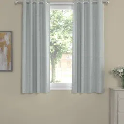 Light Grey Solid Polyester 5 Ft Semisheer Eyelet Window Curtains (Set of 2) by ROSARAHOME-picture-26