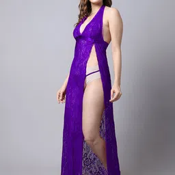 AROUSY Pack Of 2 Self Design Halter Neck Net Baby Doll image 4