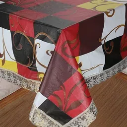 Homerz Red & White Geometric Printed Rectangle Table Cover image 3