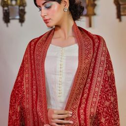 Sangria Maroon Ethnic Motifs Woven Design Shawl-picture-43