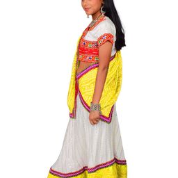 ahhaaaa Girls Printed Mirror Work Cotton Ready to Wear Lehenga & Blouse With Dupatta image 4