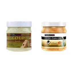 FEELHIGH Set of Face & Body Gold Scrub & De Tan Gel - 500 ml Each-39