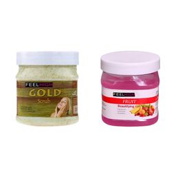 FEELHIGH Set of Gold Face Scrub & Fruit Beautifying Gel - 500 ml Each-95