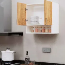 specialitypanels 2 Doors Modular Wall Mounted Kitchen Cabinet with Organizer Shelf in Plateau Apple & Highland Pine Finish-picture-37