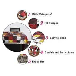 Homerz Red & White Geometric Printed Rectangle Table Cover image 4