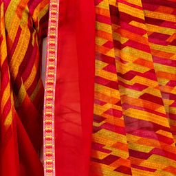 anouk rustic Anouk Red Geometric Printed Saree image 4