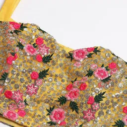 FABPIXEL Embroidered Sequinned Semi-Stitched Lehenga & Unstitched Blouse With Dupatta image 3