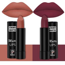 PERPAA Creamy Matte Set Of 2 Long Stay Intense Lipstick - Caramel 62 - Cherry Red 96-75