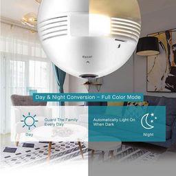DDLC Wi-Fi Camera CCTV Camera 1080p Wireless PTZ Bulb Shape V380 Pro | Indoor 360° Smart Home Security Camera Light Vision 24x7 Continuous Recording with Motion Sensor LED Lights (Bulb Camera) image 4