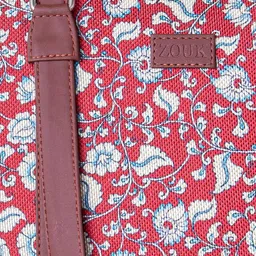 ZOUK Red Kalamkari Print Shoulder Laptop Bag image 2