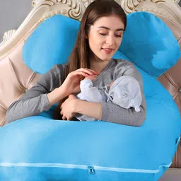 DADDY COOL Blue Fibre Filled Cotton Ultra Soft U Shaped Maternity Pillow-6