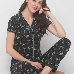 AV2 Women Black & Green Printed Night suit-image-18