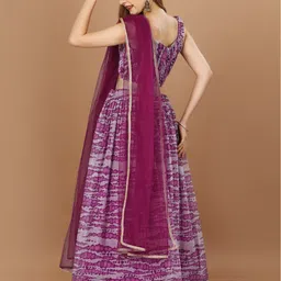 Amrutam Fab Printed Semi-Stitched Lehenga & Unstitched Blouse With Dupatta image 5