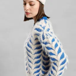 Vero Moda Floral Self Design Pullover With Fuzzy Detail-picture-11