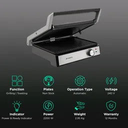 FABER 2200W 3-in-1 Sandwich Maker with Adjustable Floating Lid (Black) image 3