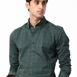 RARE RABBIT Men Walan Slim Fit Windowpane Check Cotton Shirt-image-1
