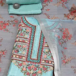 Biba Embroidered Pure Silk Unstitched Dress Material-picture-35